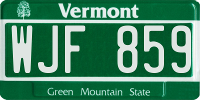 VT license plate WJF859