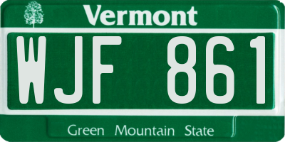 VT license plate WJF861