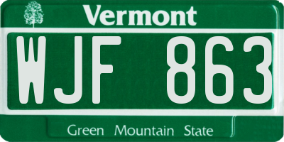 VT license plate WJF863