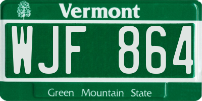 VT license plate WJF864