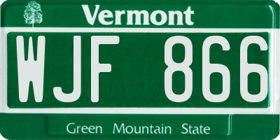 VT license plate WJF866