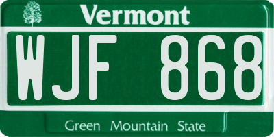 VT license plate WJF868