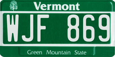 VT license plate WJF869