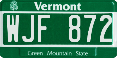 VT license plate WJF872