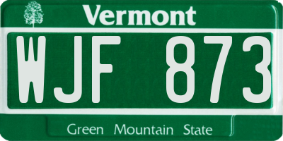 VT license plate WJF873