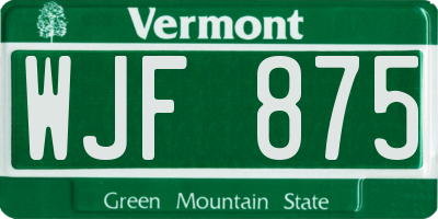 VT license plate WJF875