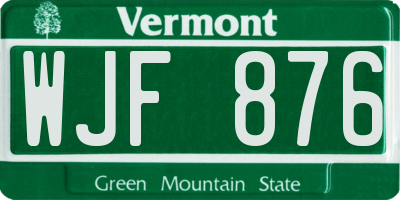 VT license plate WJF876
