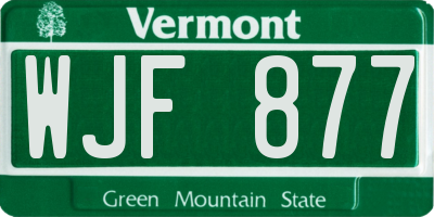 VT license plate WJF877