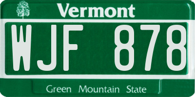 VT license plate WJF878