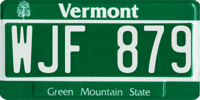VT license plate WJF879