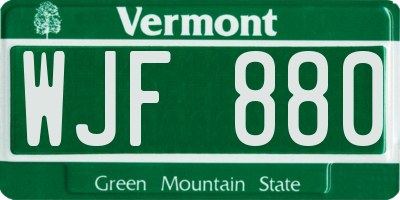 VT license plate WJF880