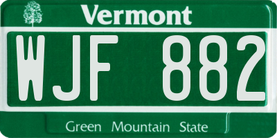 VT license plate WJF882