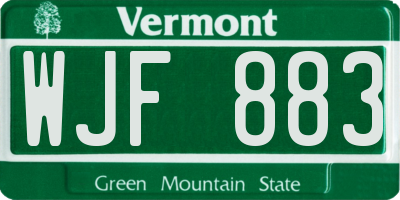 VT license plate WJF883
