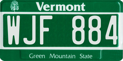 VT license plate WJF884