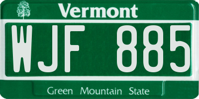 VT license plate WJF885