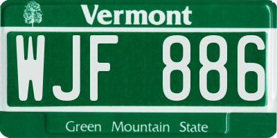 VT license plate WJF886