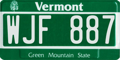 VT license plate WJF887