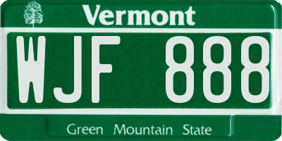 VT license plate WJF888