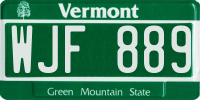 VT license plate WJF889