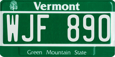 VT license plate WJF890