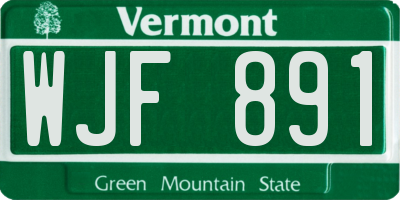 VT license plate WJF891