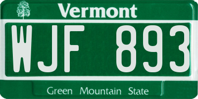 VT license plate WJF893