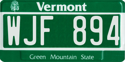 VT license plate WJF894