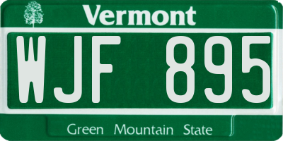 VT license plate WJF895