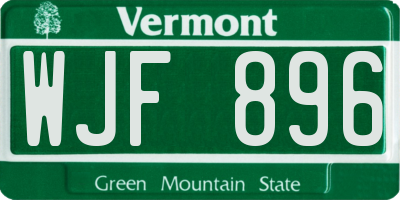 VT license plate WJF896
