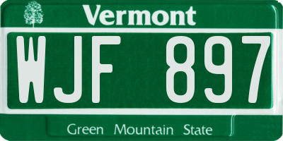 VT license plate WJF897