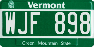 VT license plate WJF898