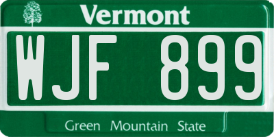 VT license plate WJF899