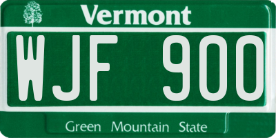 VT license plate WJF900