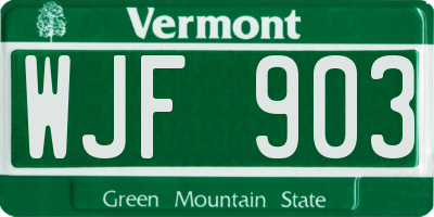 VT license plate WJF903