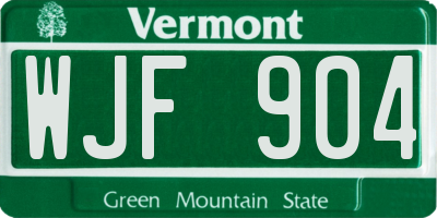 VT license plate WJF904