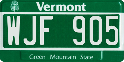 VT license plate WJF905