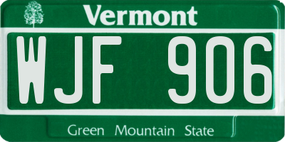 VT license plate WJF906