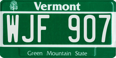 VT license plate WJF907