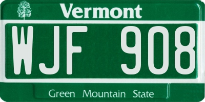 VT license plate WJF908