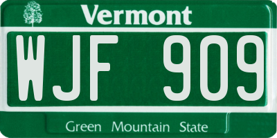 VT license plate WJF909