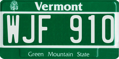 VT license plate WJF910