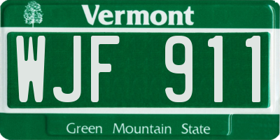 VT license plate WJF911