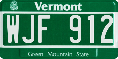 VT license plate WJF912