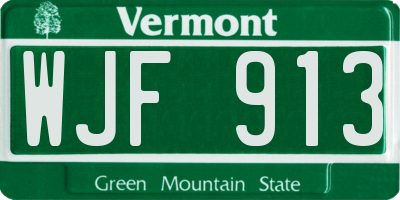 VT license plate WJF913