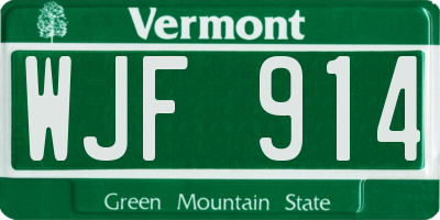 VT license plate WJF914