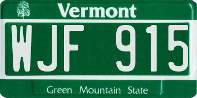 VT license plate WJF915
