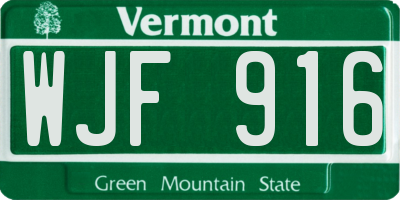 VT license plate WJF916