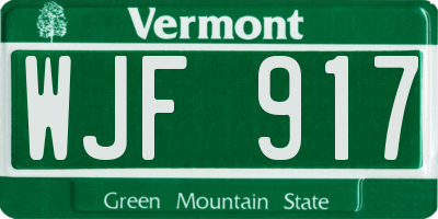VT license plate WJF917