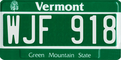 VT license plate WJF918