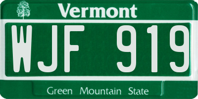 VT license plate WJF919